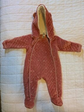 Nordstrom Quilted Hooded Footie in Dusty Rose